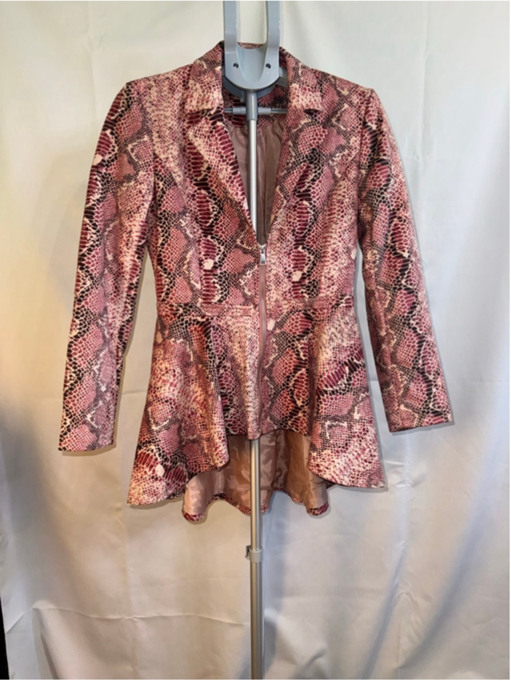 Women's VENUS Pink Brown Snake Print Faux Suede Blazer S - Picture 8 of 10